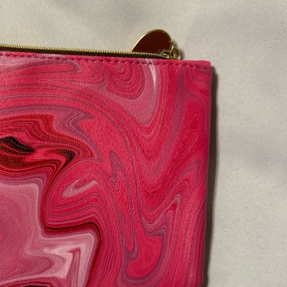 Ipsy Make Up Bag Self Love is the Best Love Watercolor Pink w Enamel Red Heart - Picture 4 of 6